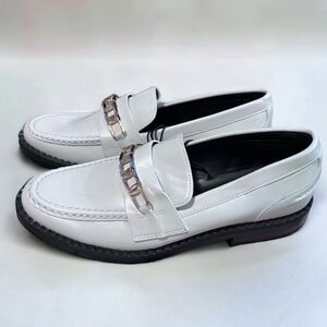 ⚪️ NWT ZARA LOAFERS LOW HEEL AND ROSE GOLD CHAIN 39 CHUNKY  LOAFERS